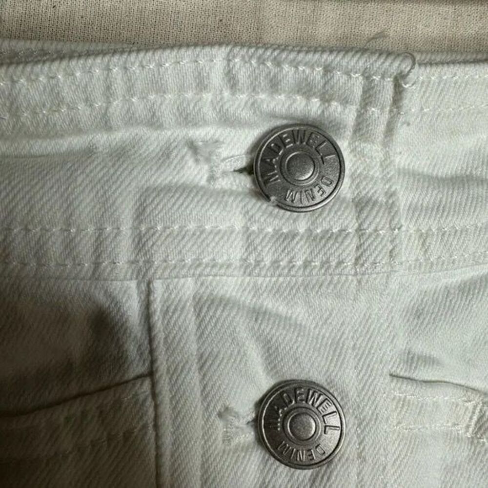 Madewell Stretch Denim A-Line Button Front Mini Skirt in Tile White Size 2 - Picture 7 of 10